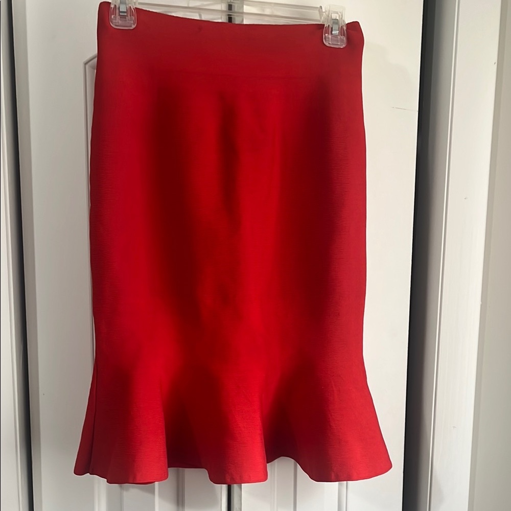 Elegant Red Fitted Flare Women's Skirt
